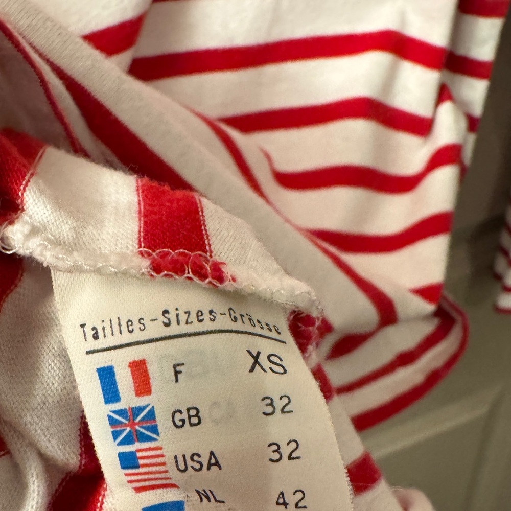 Saint James Red and White Striped Long Sleeve Tee - Picture 7 of 9